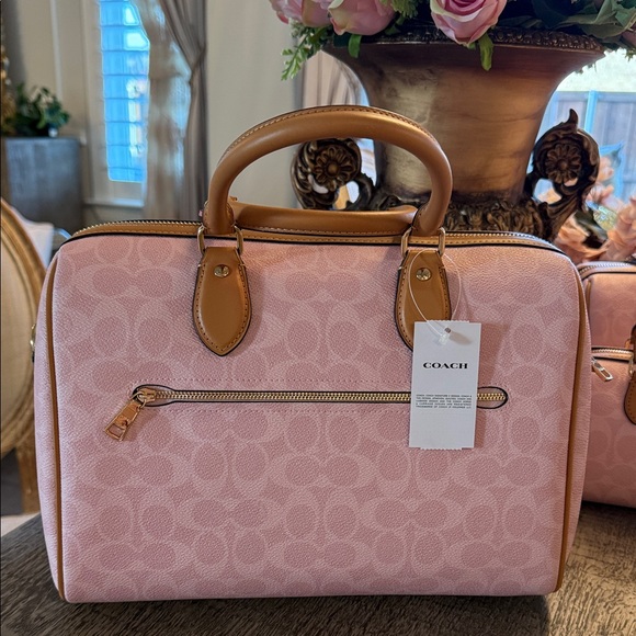 Coach Pink Signature Handbag Large Satchel Rowan Powder pink signature canvas - Picture 8 of 15
